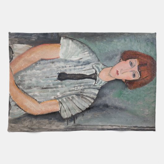 Amedeo Modigliani - Jungenmädchen in einer gestrei Geschirrtuch (Horizontal)