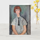 Amedeo Modigliani - Jungenmädchen in einer gestrei Karte (Gelbe Blume)