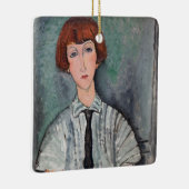 Amedeo Modigliani - Jungenmädchen in einer gestrei Keramikornament (Rechts)