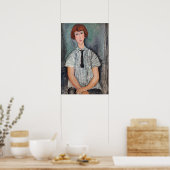 Amedeo Modigliani - Jungenmädchen in einer gestrei Poster (Küche)
