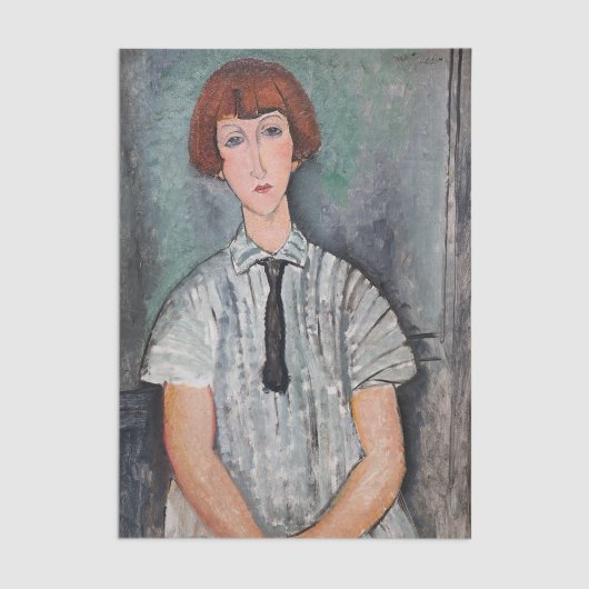 Amedeo Modigliani - Jungenmädchen in einer gestrei Seidenpapier
