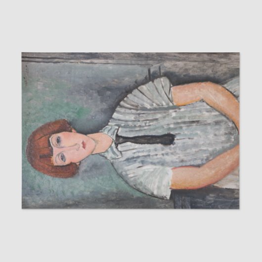 Amedeo Modigliani - Jungenmädchen in einer gestrei Seidenpapier (Vorderseite)