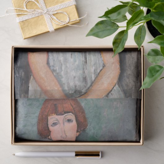 Amedeo Modigliani - Jungenmädchen in einer gestrei Seidenpapier (Geschenk)