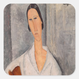 Amedeo Modigliani — Madame Hanka Zborowska Leaning Quadratischer Aufkleber