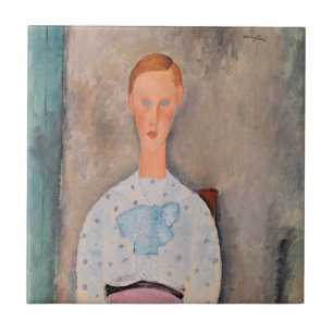 Amedeo Modigliani - Mädchen mit Polka-Dot-Bluse Fliese