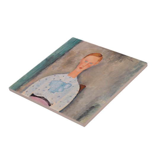 Amedeo Modigliani - Mädchen mit Polka-Dot-Bluse Fliese (Seite)