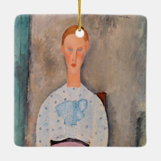Amedeo Modigliani - Mädchen mit Polka-Dot-Bluse Keramikornament (Rückseite)