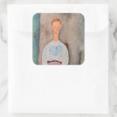 Amedeo Modigliani - Mädchen mit Polka-Dot-Bluse Quadratischer Aufkleber (Tasche)