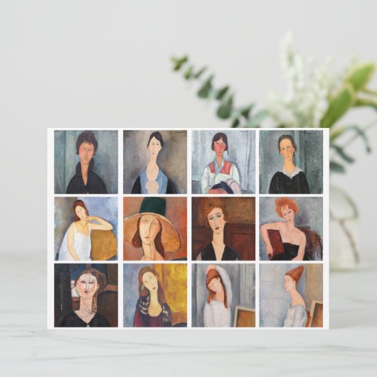 Amedeo Modigliani - Meisterwerke - Collage Einladung (Stehend Vorderseite)