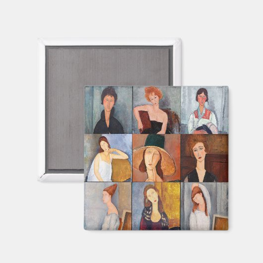 Amedeo Modigliani - Meisterwerke - Collage Magnet (Vorderseite/Rückseite)
