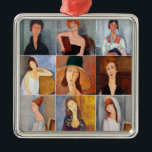 Amedeo Modigliani - Meisterwerke - Collage Ornament Aus Metall<br><div class="desc">Amedeo Modigliani - Gitter von 9 Meisterwerken.</div>