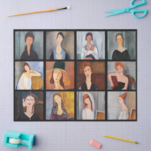 Amedeo Modigliani - Meisterwerke Collage Poster Seidenpapier (Basteln)