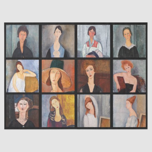 Amedeo Modigliani - Meisterwerke Collage Poster Seidenpapier (Vorderseite)