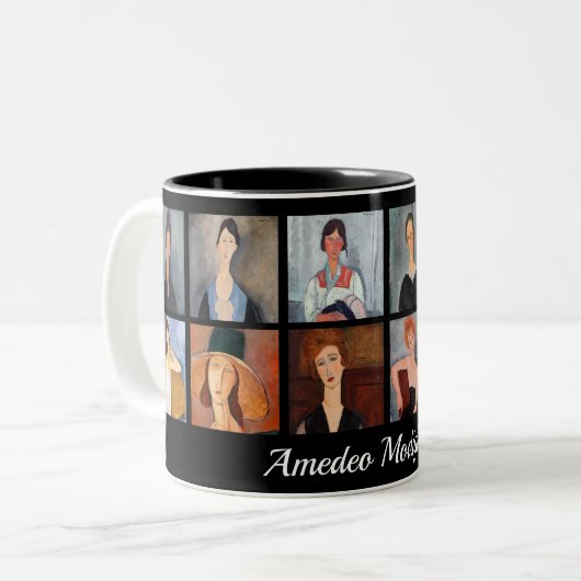 Amedeo Modigliani - Meisterwerke - Collage Zweifarbige Tasse (Vorderseite Links)