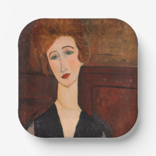 Amedeo Modigliani - Portrait einer Frau Pappteller