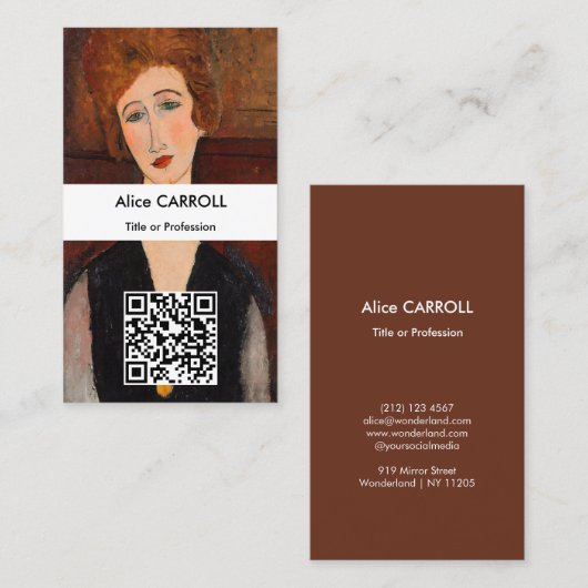 Amedeo Modigliani - Portrait einer Frau - QR Code Visitenkarte (Vorne/Hinten)