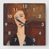 Amedeo Modigliani - Portrait einer Frau Quadratische Wanduhr (Vorderseite)
