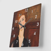 Amedeo Modigliani - Portrait einer Frau Quadratische Wanduhr (Winkel)