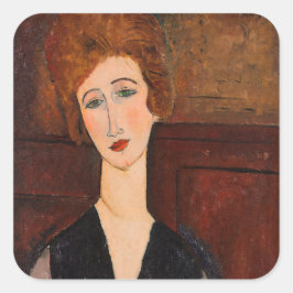 Amedeo Modigliani - Portrait einer Frau Quadratischer Aufkleber
