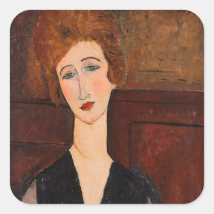 Amedeo Modigliani - Portrait einer Frau Quadratischer Aufkleber