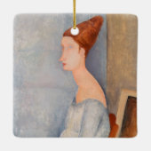 Amedeo Modigliani - Portrait Jeanne Hebuterne #3 Keramikornament (Rückseite)