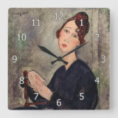 Amedeo Modigliani - Portrait von Dedie Hayden Quadratische Wanduhr (Vorderseite)