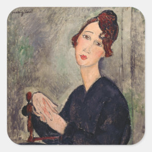 Amedeo Modigliani - Portrait von Dedie Hayden Quadratischer Aufkleber