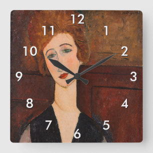 Amedeo Modigliani - Porträt einer Frau Quadratische Wanduhr