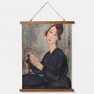 Amedeo Modigliani - Porträt von Dedie Hayden Wandteppich Mit Holzrahmen