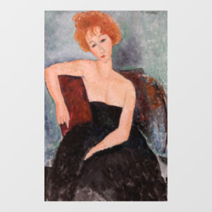 Amedeo Modigliani - Rothaarige Girl Abend Dress Fensteraufkleber