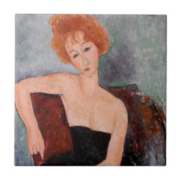 Amedeo Modigliani - Rothaarige Girl Abend Dress Fliese