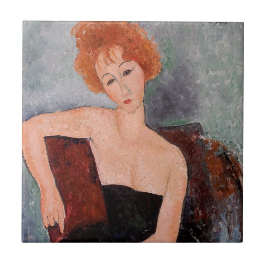 Amedeo Modigliani - Rothaarige Girl Abend Dress Fliese (Vorderseite)