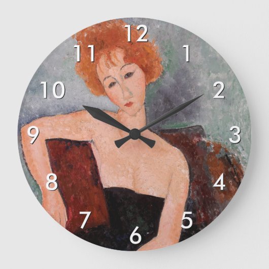 Amedeo Modigliani - Rothaarige Girl Abend Dress Große Wanduhr (Vorderseite)
