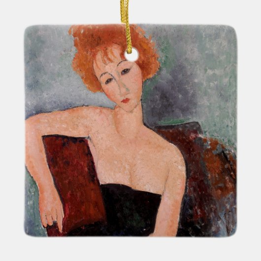 Amedeo Modigliani - Rothaarige Girl Abend Dress Keramikornament (Vorderseite)