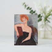 Amedeo Modigliani - Rothaarige Girl Abend Dress Postkarte (Stehend Vorderseite)