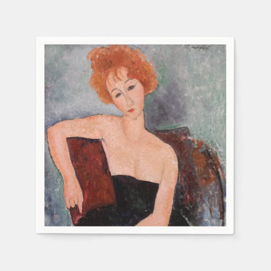 Amedeo Modigliani - Rothaarige Girl Abend Dress Serviette (Vorderseite)