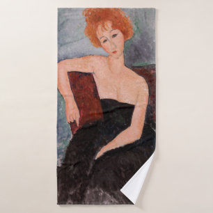 Amedeo Modigliani - Rothaariges Mädchen im Abendkl Badhandtuch Set