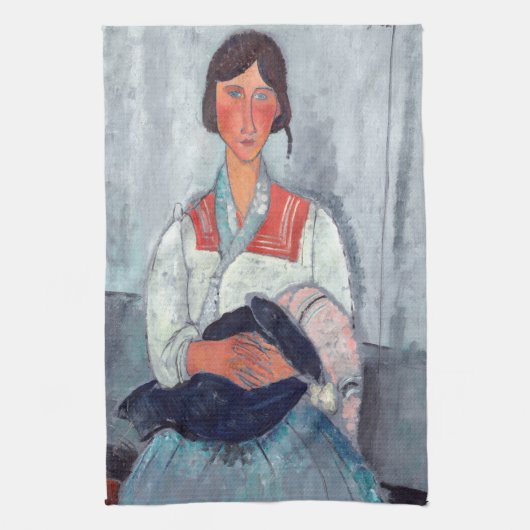 Amedeo Modigliani - Sinti und Roma Woman mit Baby Geschirrtuch (Vertikal)