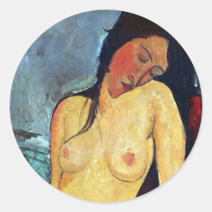 Amedeo Modigliani - Sitzgelegene Weibchen Runder Aufkleber