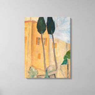 Amedeo Modigliani - Zypressen und Häuser in Cagnes Leinwanddruck