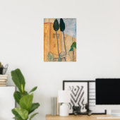 Amedeo Modigliani - Zypressen und Häuser in Cagnes Poster (Heimbüro)