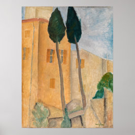 Amedeo Modigliani - Zypressen und Häuser in Cagnes Poster