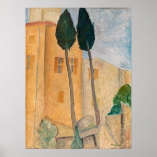 Amedeo Modigliani - Zypressen und Häuser in Cagnes Poster