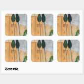 Amedeo Modigliani - Zypressen und Häuser in Cagnes Quadratischer Aufkleber (Blatt)