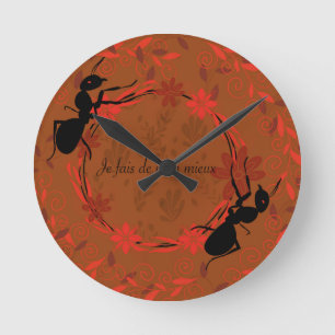 Ameise, positive Affirmation ,inspirierender Satz Runde Wanduhr