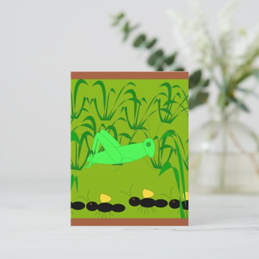 Ameise und Grasshopper Postkarte (Stehend Vorderseite)