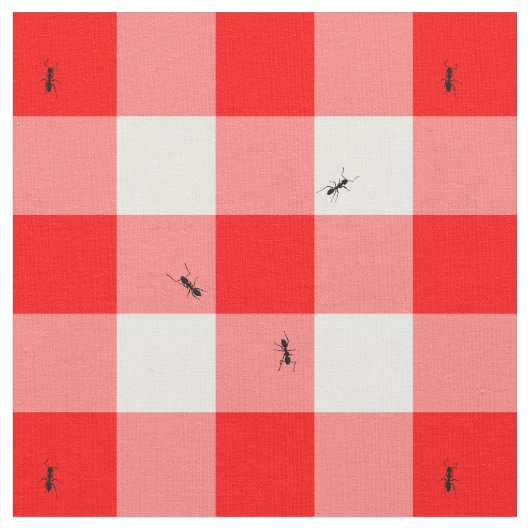 Ameisen auf den Gingham-Karos lebensgroß Stoff (Nahaufnahme)