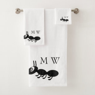 Ameisen-Design-Monogramm Badhandtuch Set