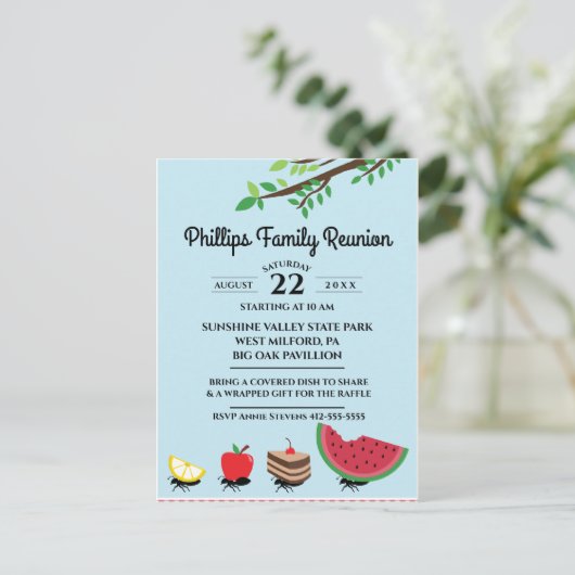 Ameisen, die Nahrungsmittel aus der Wiedersehen-Fa Einladungspostkarte (Stehend Vorderseite)