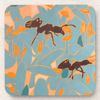 Ameisen mit blauen Blumen Australische Flora Getränkeuntersetzer